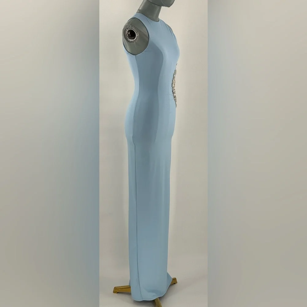 🆕 BRONX & BANCO 🧿 NWOT Camila Rhinestone Cutout Maxi, Powder Blue, Sz XS US 2 - Picture 6 of 16